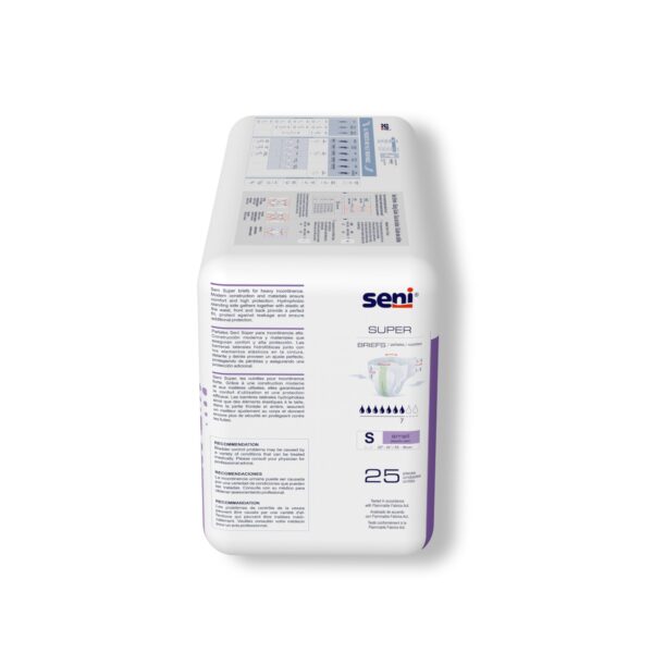 Seni Super Small Unisex Adult Incontinence Brief with Heavy Absorbency - Part Number S-SM25-BS1 - Image 6