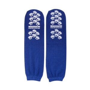 McKesson Terries Unisex Adult Bariatric X-Wide Slipper Socks - Double Tread for Secure Comfort in Royal Blue
