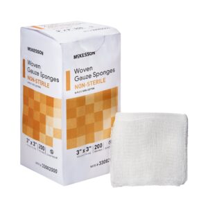 McKesson Gauze Sponge 3 x 3 Inch 8-Ply Nonsterile, 200 Pack
