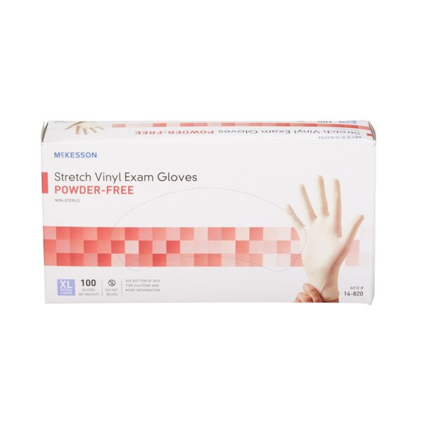 McKesson X-Large Non-Sterile Stretch Vinyl Exam Gloves - Ivory, Standard Cuff, Smooth Finish - Image 5