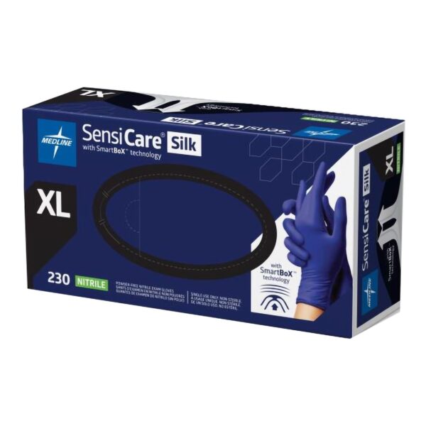 SensiCare Silk X-Large Nitrile Exam Gloves by MDSXB7587, Non-Sterile, Dark Blue, Chemo Tested - Image 3