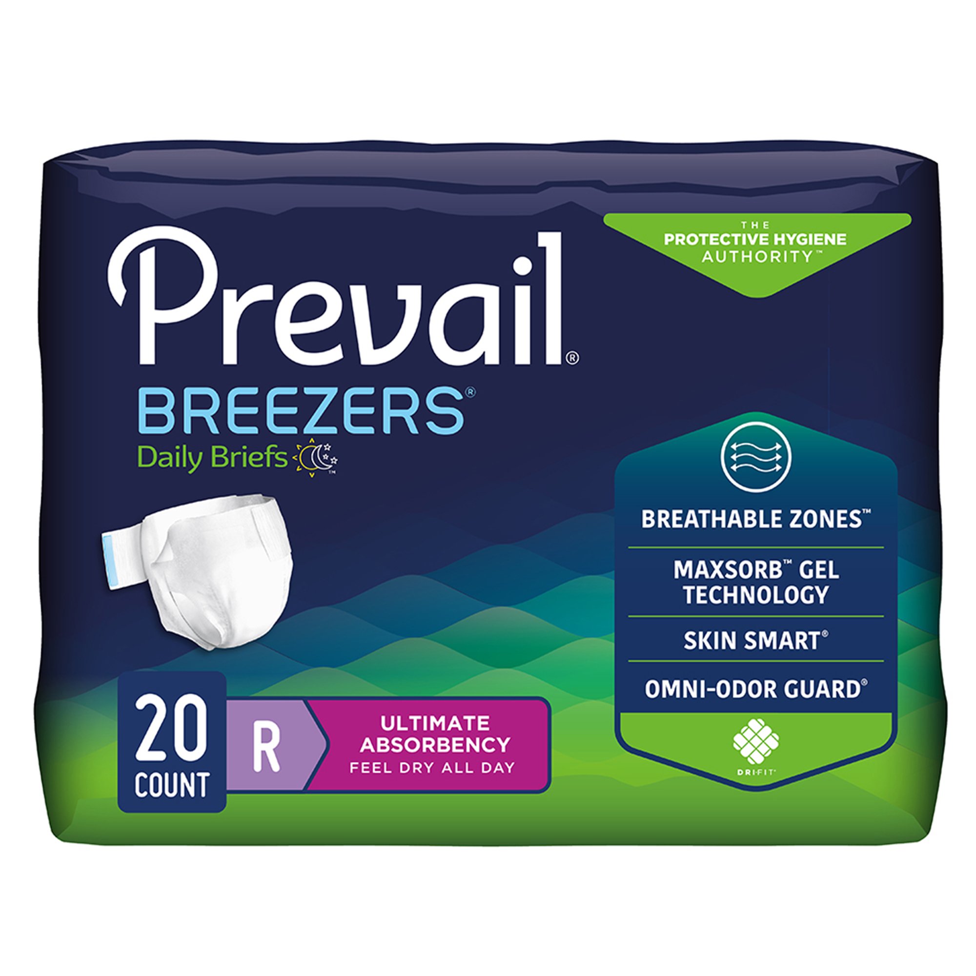 Prevail Breezers Regular Disposable Heavy Absorbency Briefs - Unisex Adult Incontinence Solution PVB-016/1