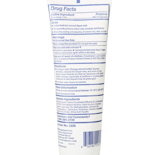 DynaShield Skin Protectant 4 oz. Tube * Zinc Oxide Based Cream with Vitamins and Aloe Vera - Image 2
