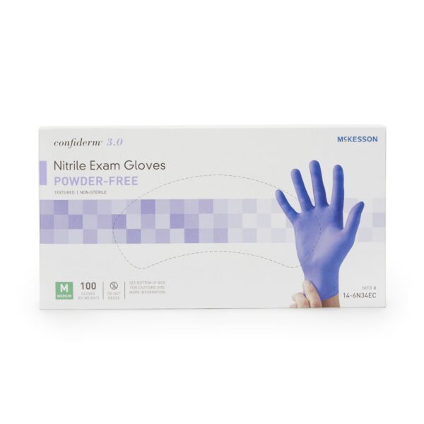 McKesson Confiderm 3.0 Medium NonSterile Nitrile Exam Gloves with Textured Fingertips, Blue - Image 5