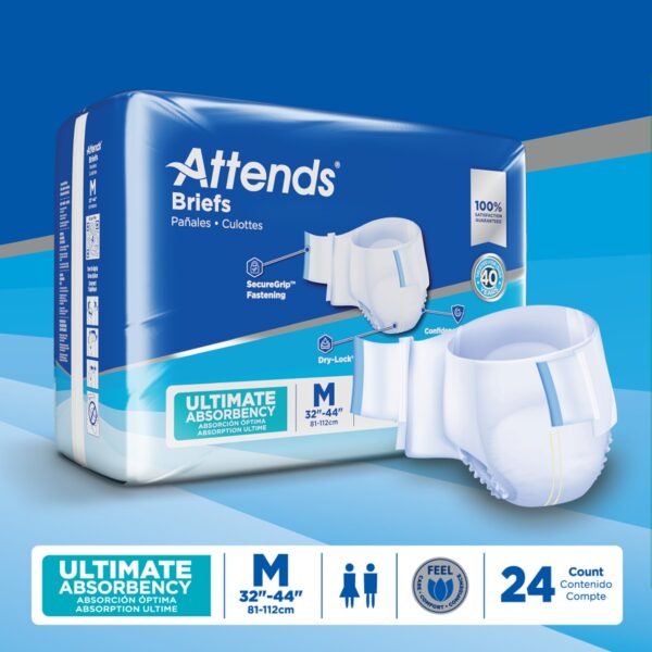 Attends Advanced Medium Unisex Adult Incontinence Brief - Heavy Absorbency, DDC20 - Image 9