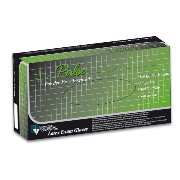 Pulse 151 Series Medium Non-Sterile Latex Exam Gloves - White, Fully Textured, 9.5 Inch Length - Image 2