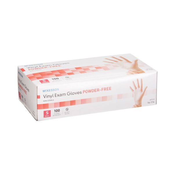 McKesson Small Vinyl Exam Gloves (Part Number 14-114) - Clear, Standard Cuff, Non-Sterile - Image 6