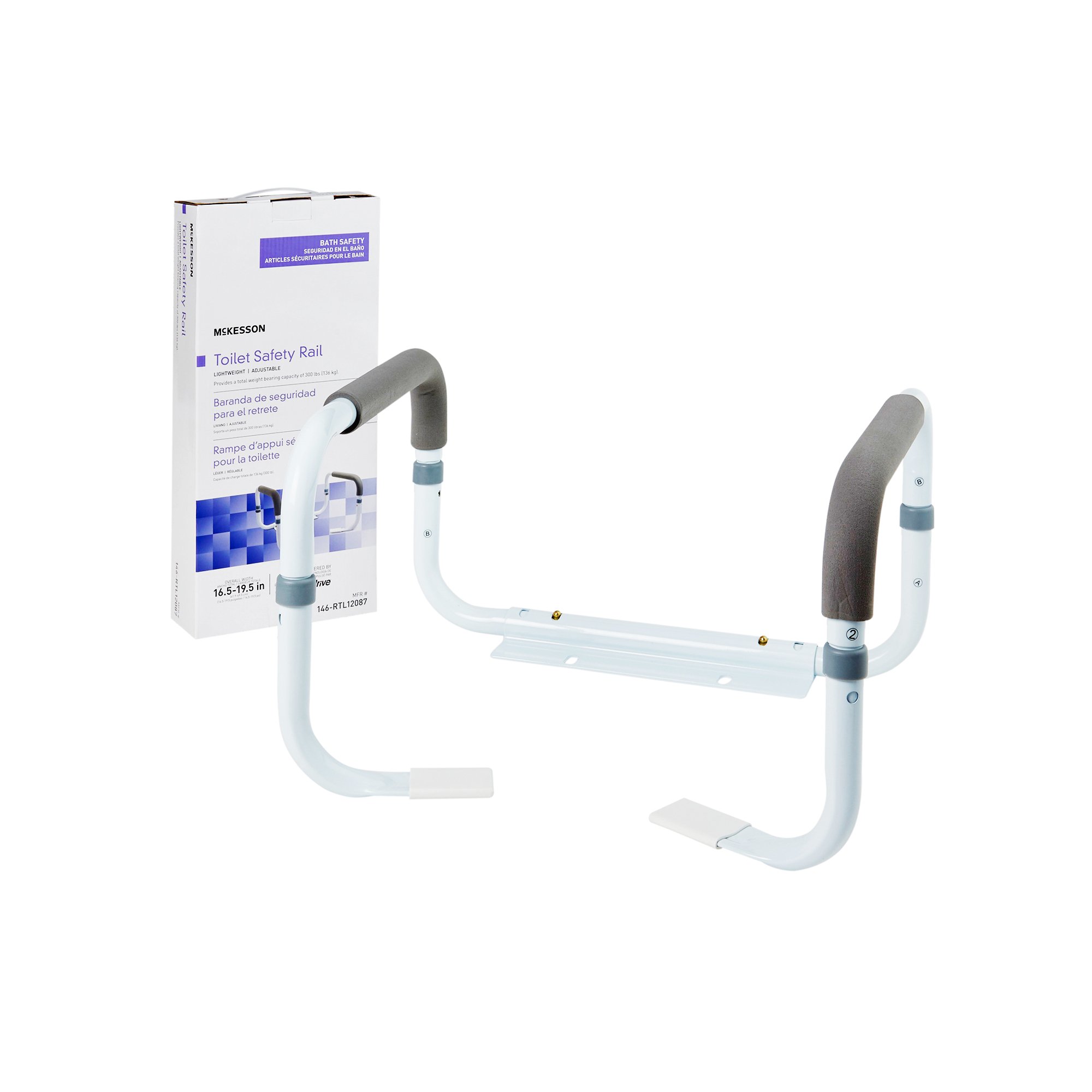 McKesson White Steel Toilet Safety Rail Model 146-RTL12087 for Enhanced Bathroom Safety