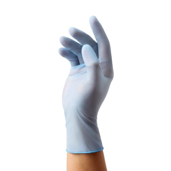 Medline MediGuard ES Large Nitrile Exam Gloves - Textured Fingertips, Blue, Non-Sterile - Image 3