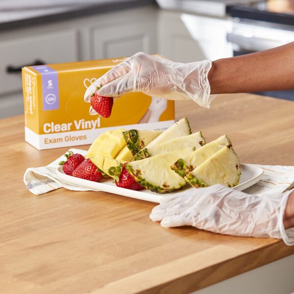 CareStock Small NonSterile Vinyl Exam Gloves - Clear, Standard Cuff, Smooth Finish - Image 3