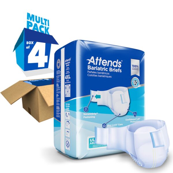 Attends Bariatric 4X-Large Disposable Heavy Absorbency Unisex Adult Incontinence Brief (Part No. DD60) - Image 7