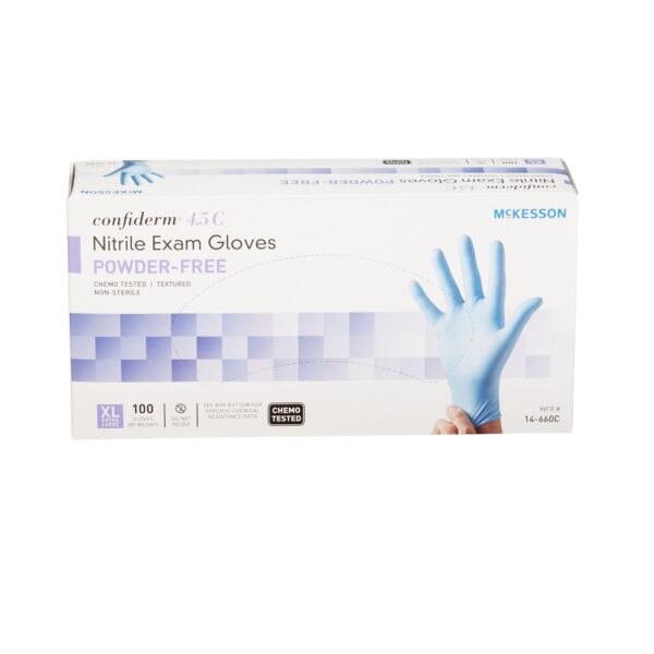 McKesson Confiderm 4.5C X-Large Nitrile Exam Gloves with Beaded Cuffs and Textured Fingertips - Image 6