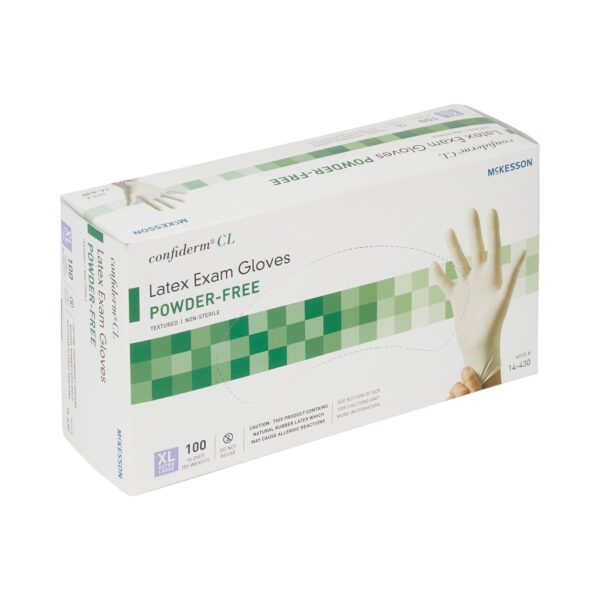 McKesson Confiderm X-Large Latex Exam Gloves - Non-Sterile, Textured Fingertips, Ivory - Image 6