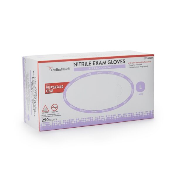 FLEXAL Comfort Large Nitrile Exam Gloves with Textured Fingertips - Blue, Chemo Tested (Part No. 88FS04L) - Image 2