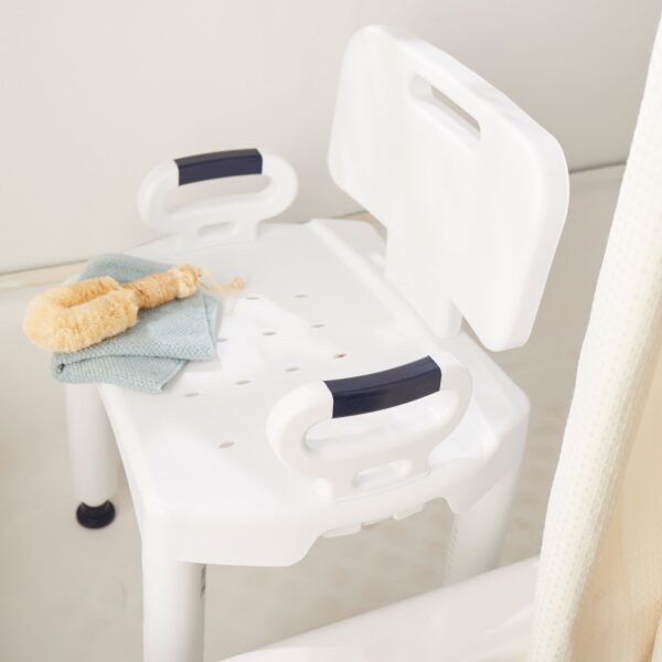 McKesson Bath Bench with Removable Arms and Backrest * 21-1/4 Inch Seat Width, Plastic Frame, Supports up to 350 lbs. - Image 4