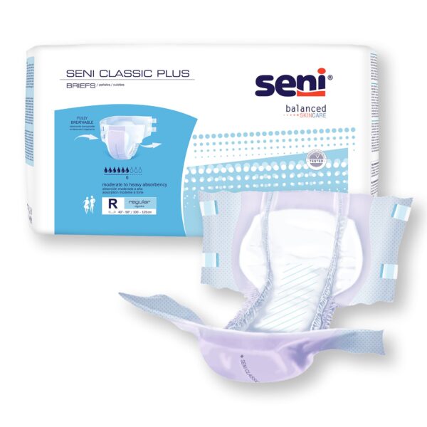 Seni Classic Plus Regular Disposable Incontinence Brief by Seni - Moderate Absorbency, Fits 40-50 Inch Waists - Image 5