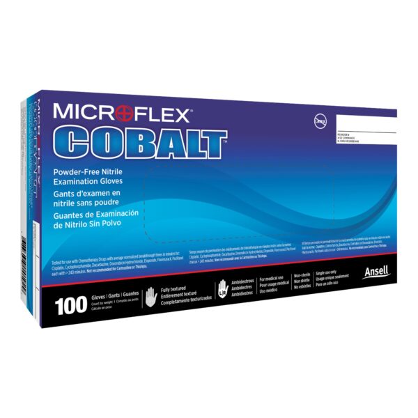 Microflex N194 Cobalt X-Large NonSterile Nitrile Exam Gloves - Fully Textured, Standard Cuff, Blue