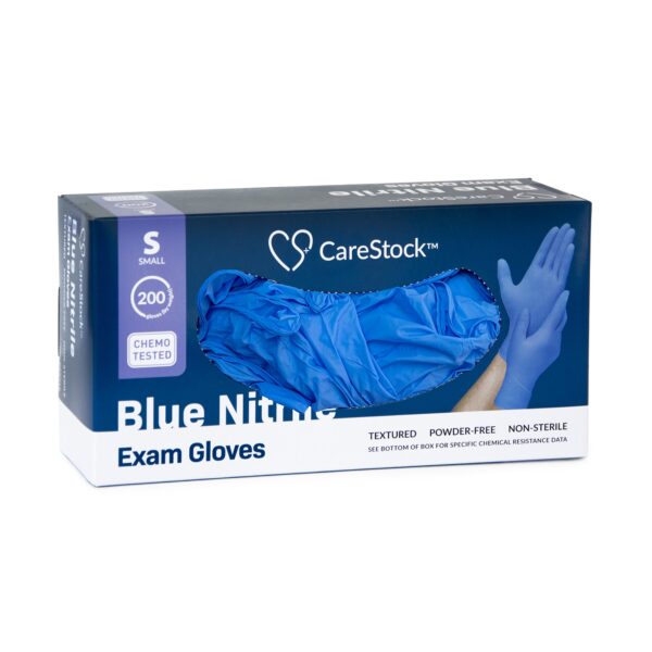 CareStock Small Non-Sterile Nitrile Exam Gloves with Textured Fingertips - Blue, Chemotherapy Tested - Image 10