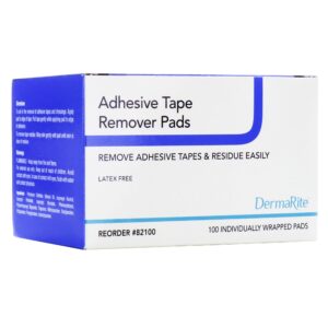 DermaRite Adhesive Remover Pads Part Number 82100 * Gentle Skin Adhesive Loosener with Residue Removal, 100 Pack