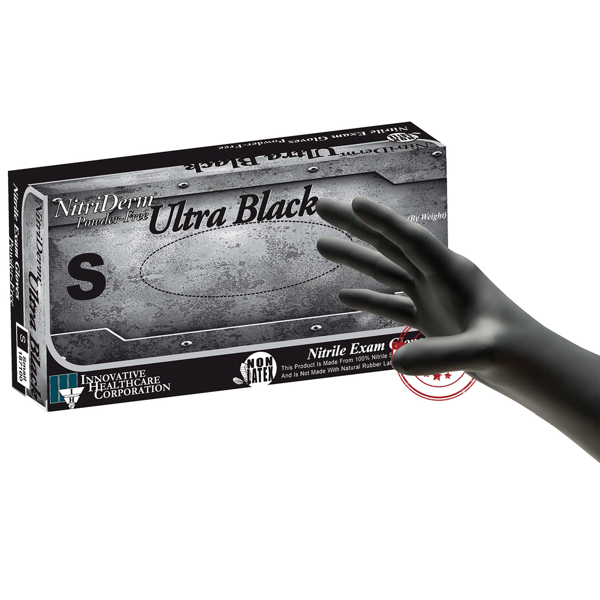 Exam Glove NitriDerm Ultra Black Small NonSterile Nitrile by Brand * Part 187100