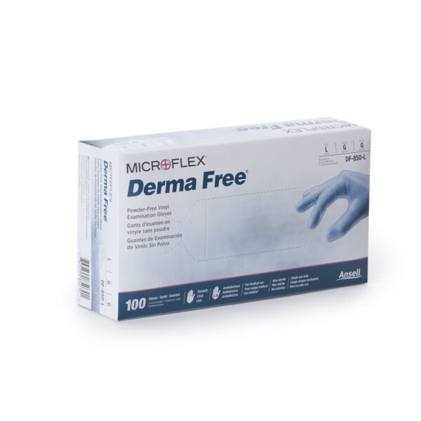 Derma Free Large Vinyl Exam Gloves by Brand - Part DF-850-L, Smooth Clear, 9-inch Cuffless Design - Image 3