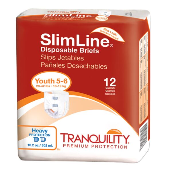 Tranquility Unisex Youth Incontinence Brief Size 5-6 * Heavy Absorbency, 10.2 oz Capacity