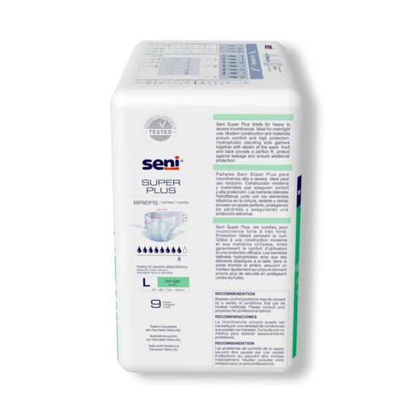 Seni Super Plus Large Unisex Adult Incontinence Brief - Heavy Absorbency with Quick-Absorb Technology - Image 6