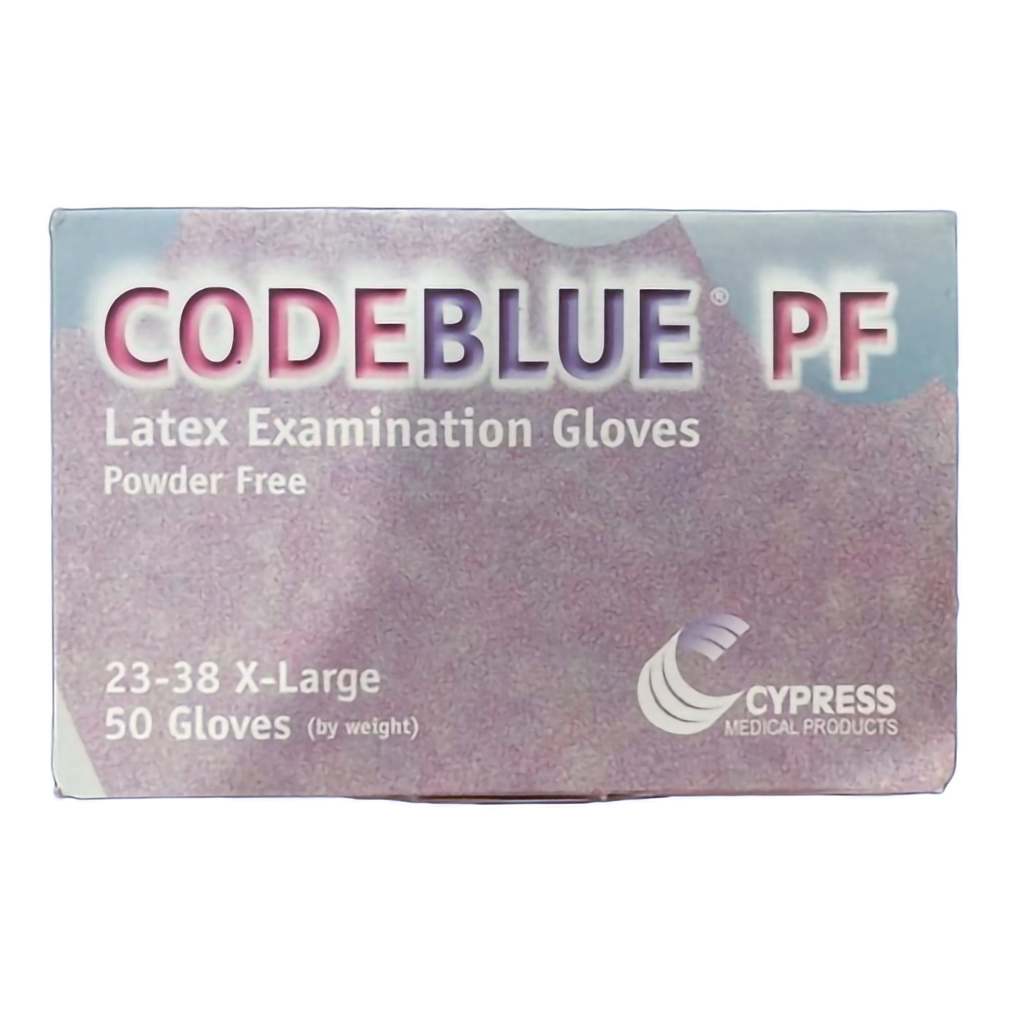 CodeBlue PF X-Large NonSterile Latex Exam Glove with Extended Cuffs - Fully Textured Blue