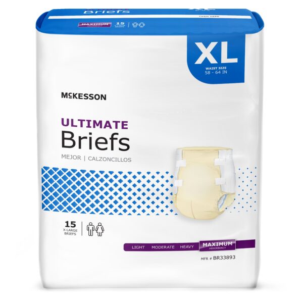 McKesson Unisex Adult Incontinence Brief X-Large Disposable Heavy Absorbency - Part No. BR33893