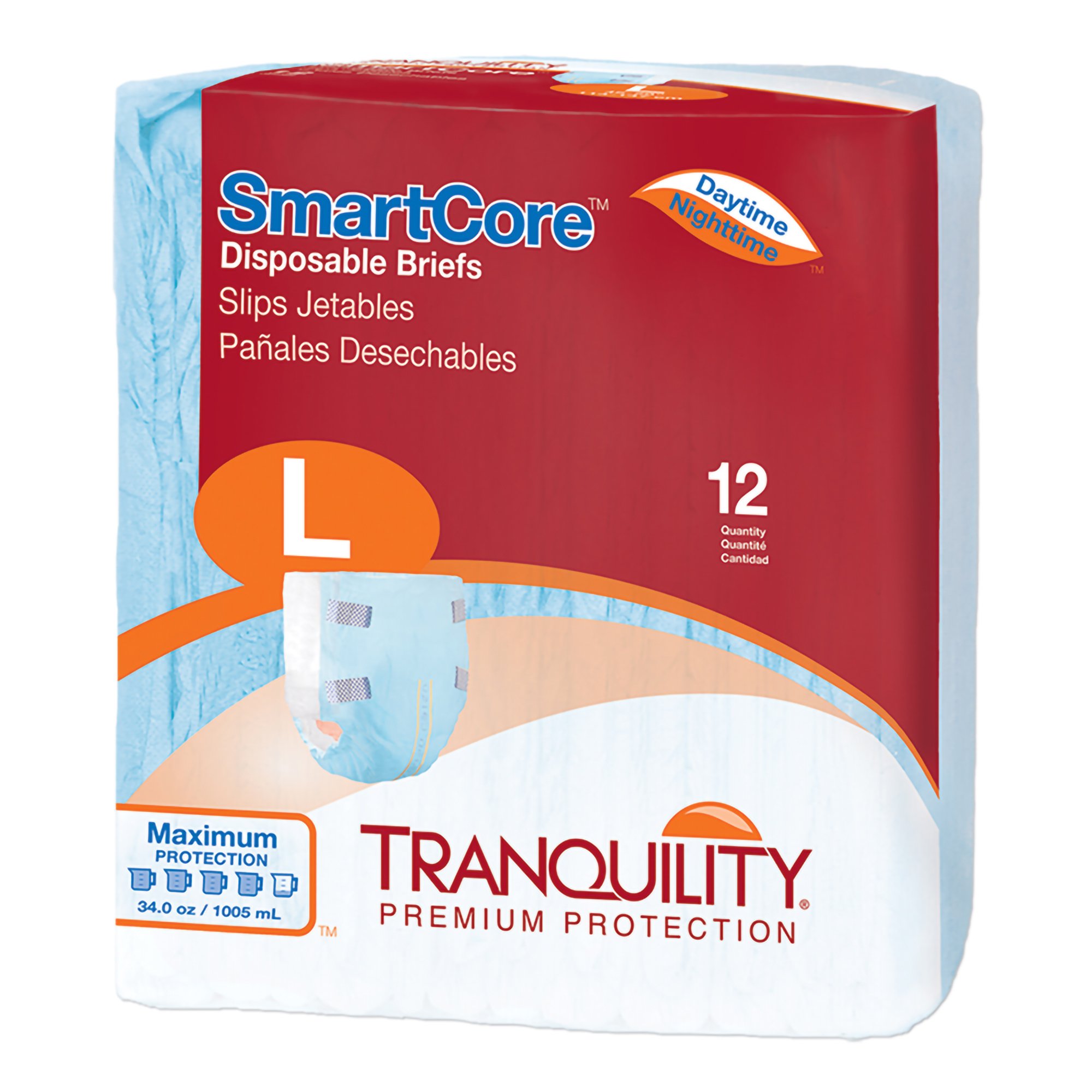 Tranquility SmartCore Large Unisex Adult Incontinence Brief - Heavy Absorbency, Waterproof Cloth-Like Exterior