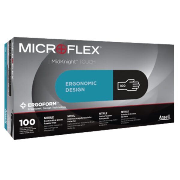 Microflex MidKnight Touch 93-732 Large Nitrile Exam Gloves with Textured Fingertips and Standard Beaded Cuff - Image 2