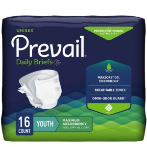Prevail Unisex Youth Incontinence Briefs X-Small - Heavy Absorbency, Model PV-015