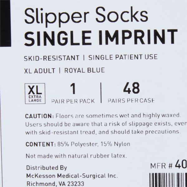McKesson Terries Unisex Adult Extra Large Slipper Socks with Safety Tread in Kingfisher Blue, Part Number 40-3816 - Image 8