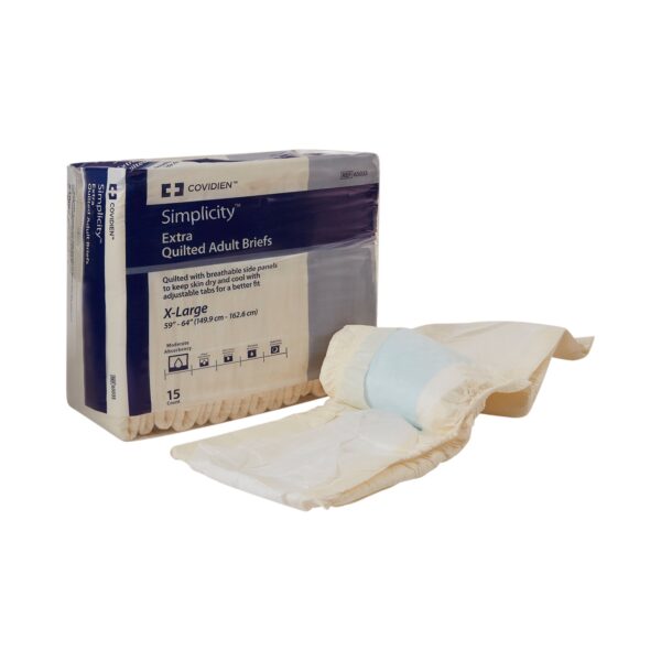Simplicity Unisex Adult Incontinence Briefs - Extra Quilted, Moderate Absorbency, Size 59-64 Inches, Part #65035