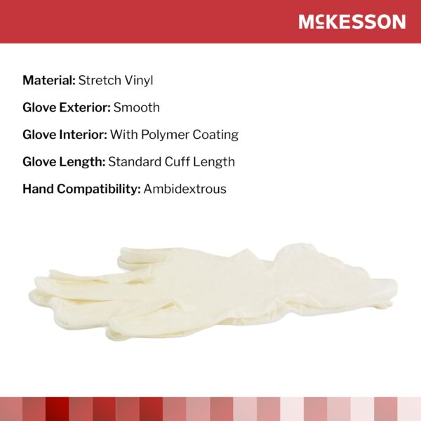 McKesson X-Large Non-Sterile Stretch Vinyl Exam Gloves - Ivory, Standard Cuff, Smooth Finish - Image 3