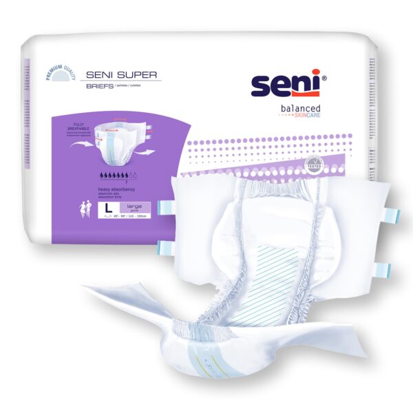 Seni Super Large Unisex Adult Incontinence Brief - Heavy Absorbency, Part Number S-LA25-BS1 - Image 5