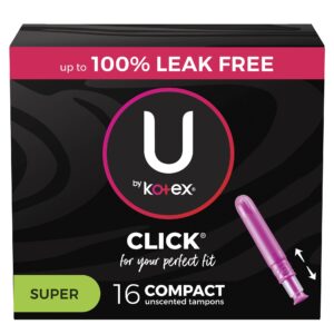 U By Kotex Click Super Absorbency Plastic Applicator Tampons * Individually Wrapped