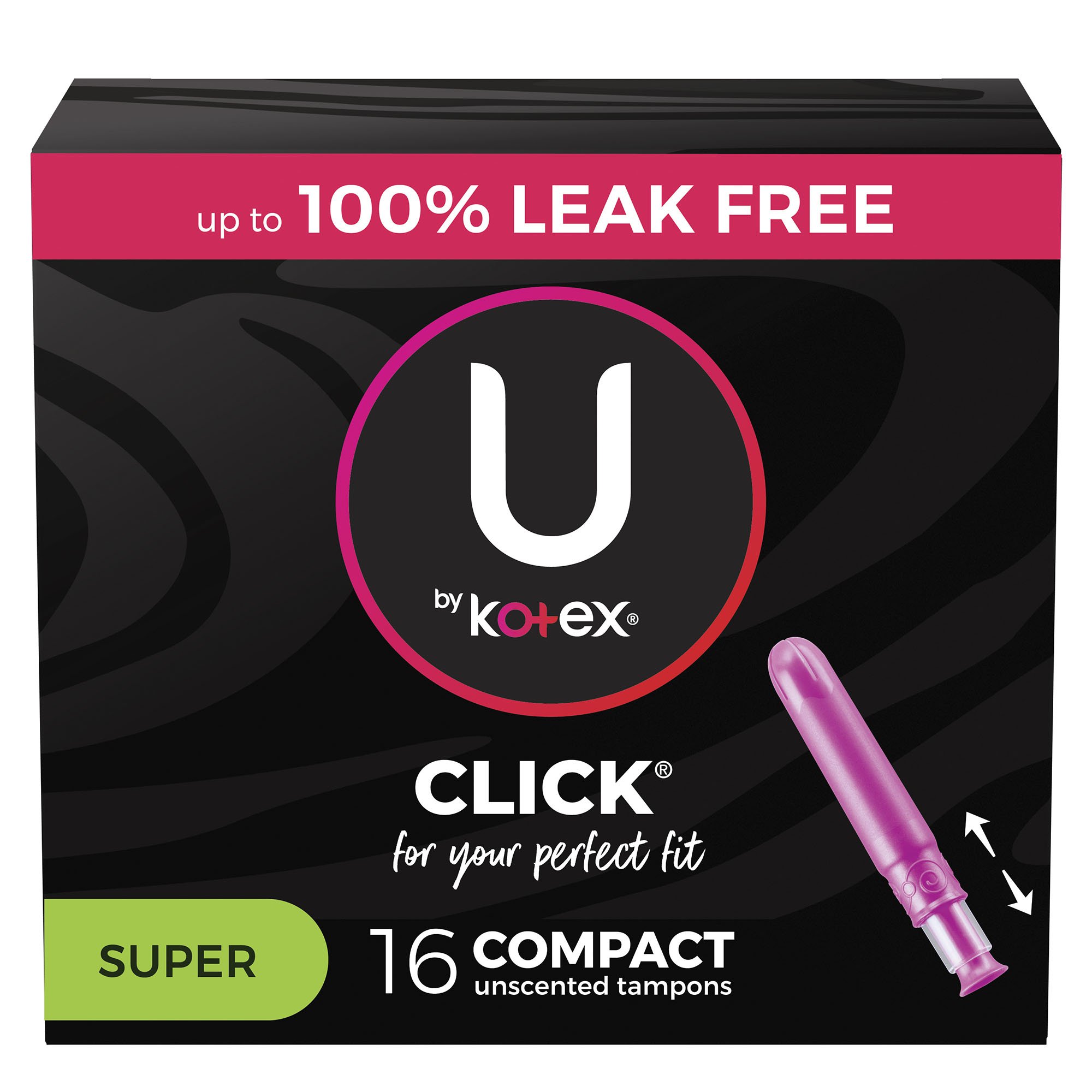 U By Kotex Click Super Absorbency Plastic Applicator Tampons * Individually Wrapped