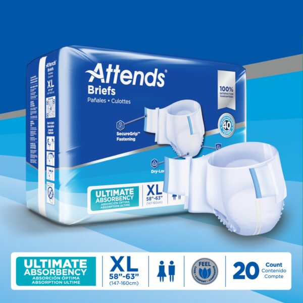 Attends Advanced X-Large Unisex Adult Incontinence Brief * Heavy Absorbency, 58-63 inch Waist - Image 9