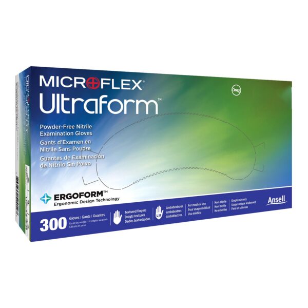 Microflex Ultraform X-Small Non-sterile Nitrile Exam Gloves with Textured Fingertips and Beaded Cuff * Blue