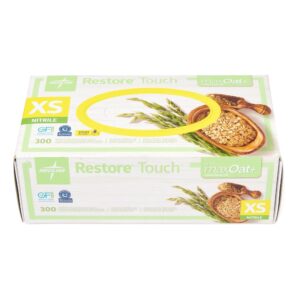 Restore? Touch OAT3000 X-Small NonSterile Nitrile Exam Gloves with Textured Fingertips, Green Chemo Tested