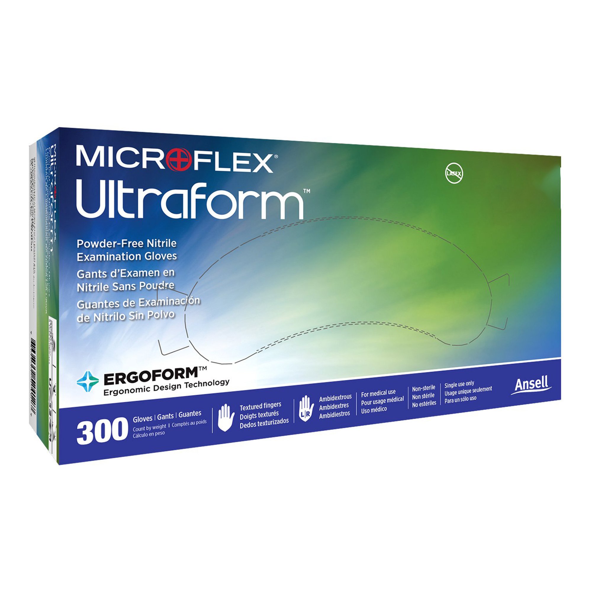 Ultraform Medium/Large Blue Nitrile Exam Gloves - Non-Sterile, Textured Fingertips, Standard Cuff by Brand UF-524-ML