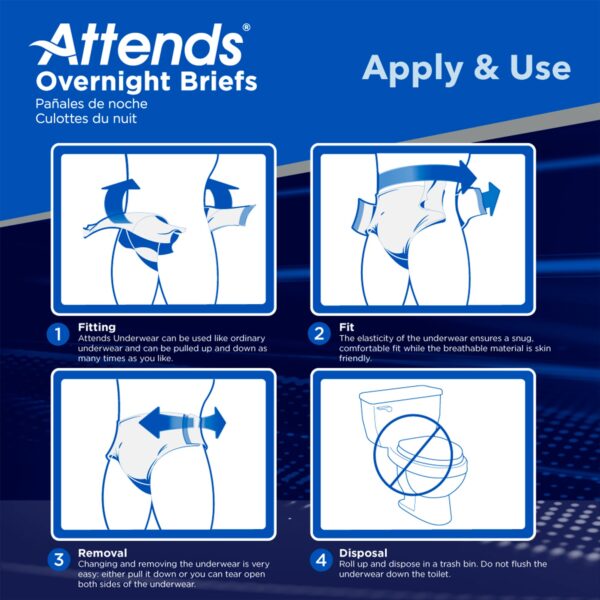 Attends Unisex Adult Overnight Incontinence Brief DDEW20 * Medium Heavy Absorbency - Image 5