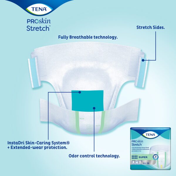TENA ProSkin Stretch Super 3X-Large Unisex Adult Incontinence Brief with Maximum Absorbency - Image 7