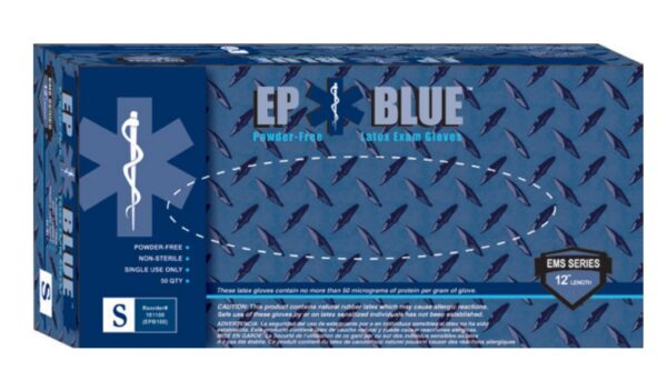DermAssist Exam Glove EP Blue Small NonSterile Latex with Extended Cuff and Textured Finish - Part 181100