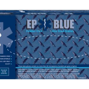 DermAssist Exam Glove EP Blue Small Non-Sterile Latex with Extended Cuff - Fully Textured, Chemo Tested