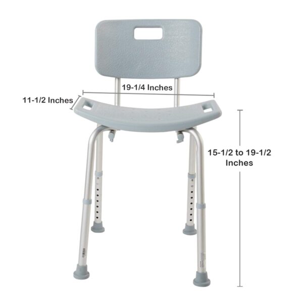 McKesson Aluminum Frame Bath Bench with Removable Backrest, 19-1/4 Inch Seat Width, 300 lbs Capacity - Part Number 146-RTL12202KDR - Image 5
