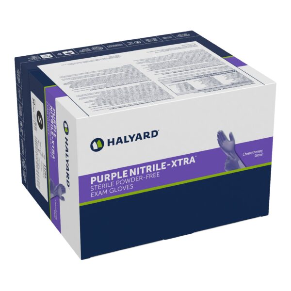 Halyard Nitrile-Xtra Small Exam Gloves with Extended Cuff and Textured Fingertips * Purple, Sterile Pair - Image 3