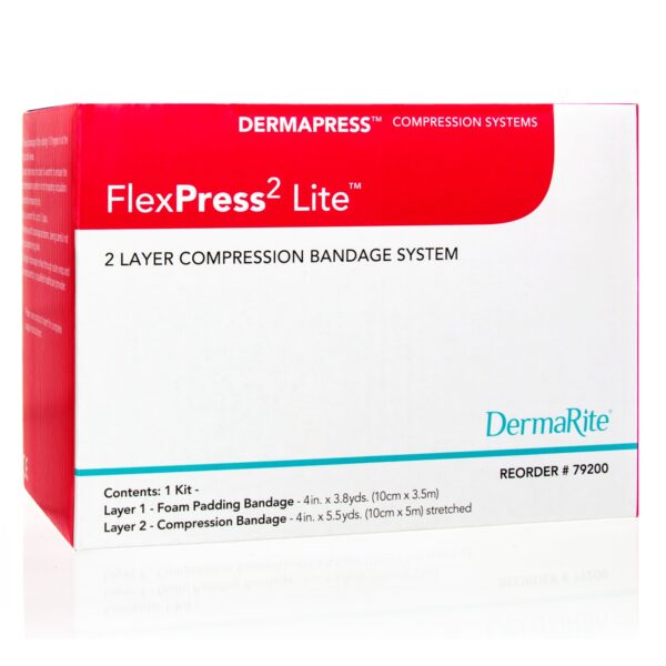 FlexPress2 Lite 2-Layer Compression Bandage System by MedTech, Part Number 79200, 4 Inch x 3-4/5 Yard & 4 Inch x 5-1/2 Yard Self-Adherent Closure Tan/White - Image 2