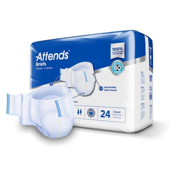 Attends Care Advanced Unisex Adult Incontinence Brief DDP20 * Heavy Absorbency, Medium Size - Image 2